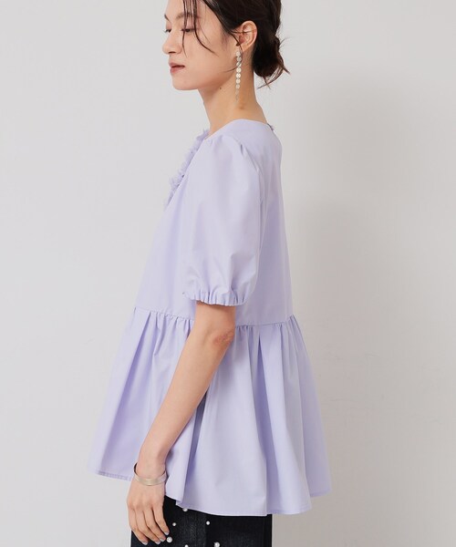 Sunauna（スーナウーナ）の「【接触冷感／ペプラム】コサージュ風ブラウス（シャツ/ブラウス・レディース・ライトパープル/ブルー/ネイビー・38/40）」の18枚目の写真