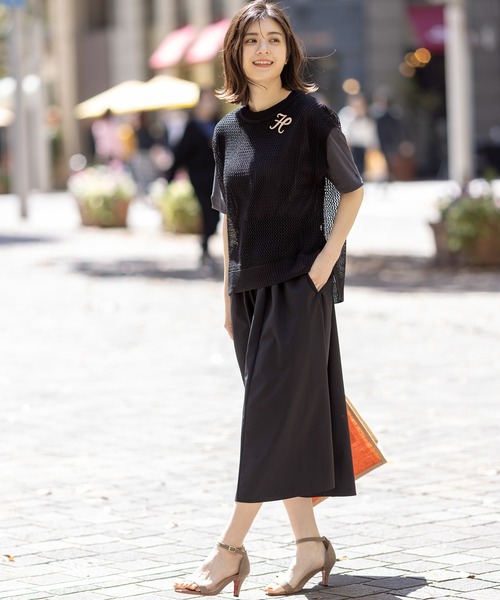 Petit Honfleur（プチオンフルール）の「2025春夏【接触冷感】ドッキングワンピース（ワンピース・レディース・チャコールグレー/アイボリー・M/L）」の20枚目の写真