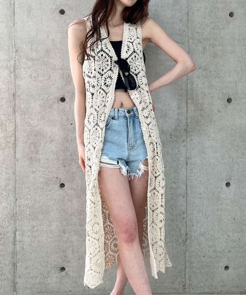 セール】かぎ編みロングジレ（その他トップス）｜GLAMOROUS JANE