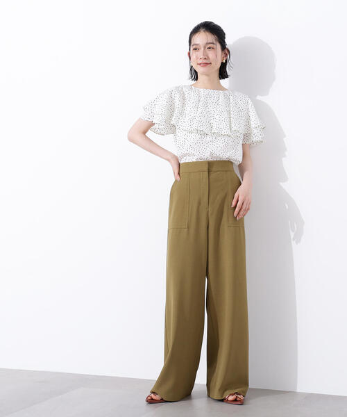 N.（N. Natural Beauty Basic）（エヌエヌナチュラルビューティーベーシック）の「【PS/低身長サイズ】ドライタッチストレートワイドパンツ《WEB限定商品》（その他パンツ・レディース・チャコールグレー/マスタード・MEDIUM/PS）」の19枚目の写真