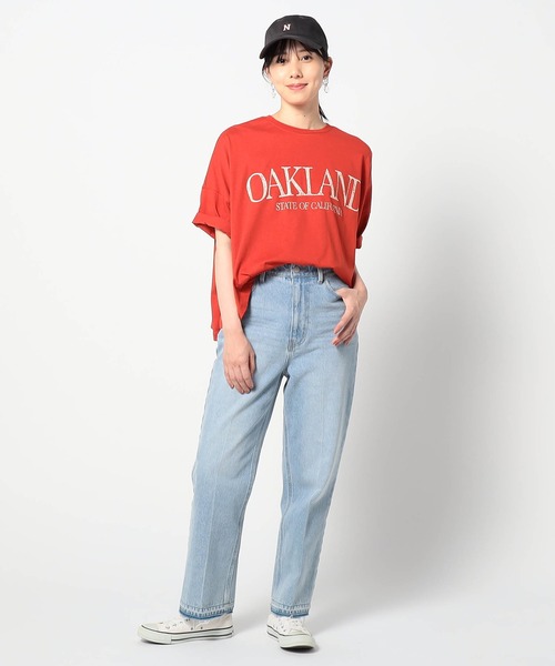 Grand PARK(グランドパーク)の「ワイドシルエットBIGロゴTシャツ(Tシャツ/カットソー・レディース・レッド/ホワイト/ブラック/ベージュ・FREE)」の5枚目の写真
