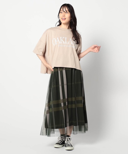Grand PARK(グランドパーク)の「ワイドシルエットBIGロゴTシャツ(Tシャツ/カットソー・レディース・レッド/ホワイト/ブラック/ベージュ・FREE)」の7枚目の写真