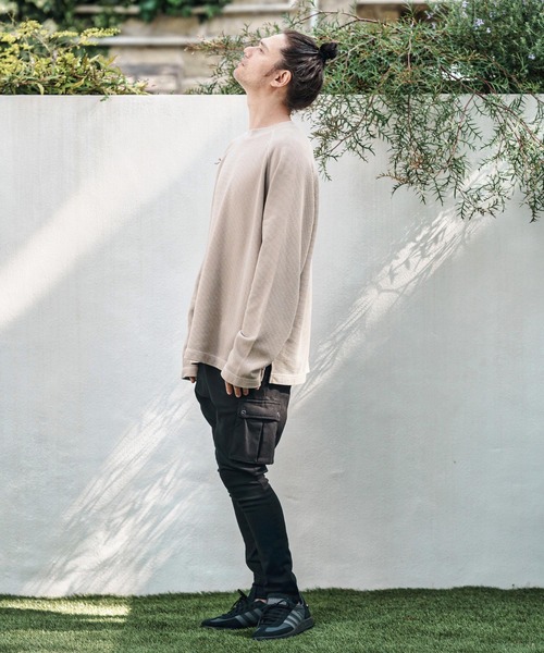 CAMBIO（カンビオ）の「mp13788- Bonded Fleece Backing Twill One Side Cargo Tight Fit Pants タイトフィットパンツ（カーゴパンツ・メンズ・ブラック・S/M/L）」の10枚目の写真