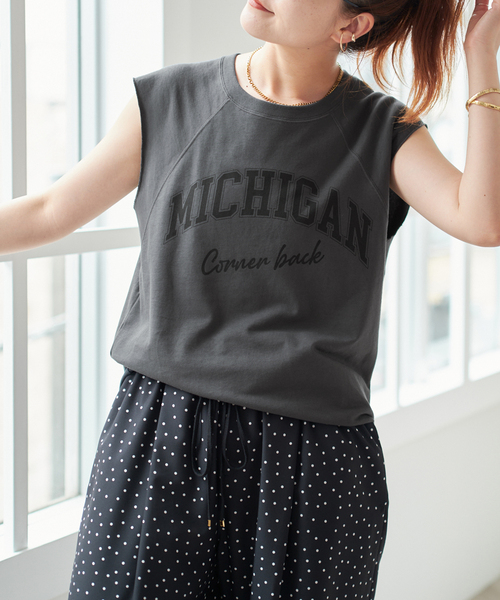 tシャツ ミニ裏毛ロゴノースリーブプルオーバー レディース セール】ミニ裏毛ロゴノースリーブプルオーバー（Tシャツ