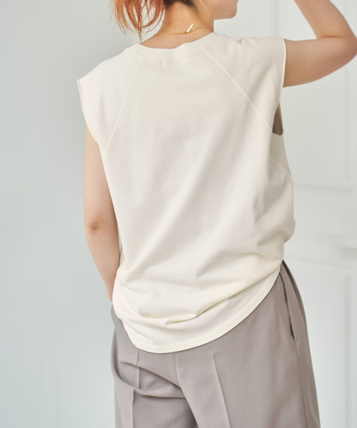 tシャツ ミニ裏毛ロゴノースリーブプルオーバー レディース セール】ミニ裏毛ロゴノースリーブプルオーバー（Tシャツ