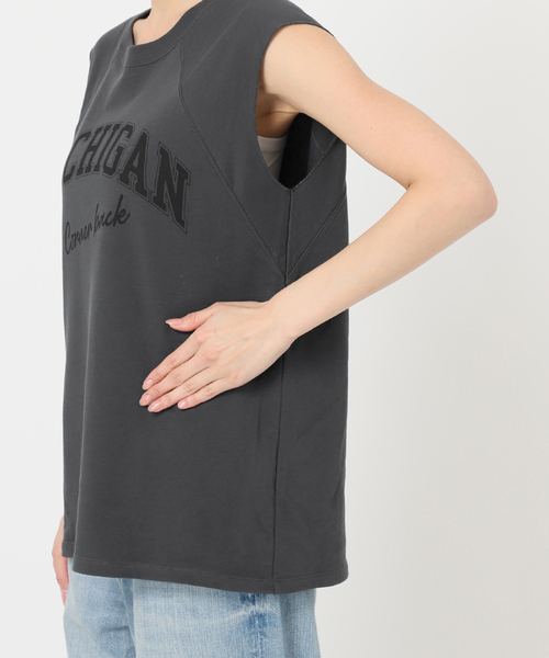 Spick & Span（スピックアンドスパン）の「ミニ裏毛ロゴノースリーブプルオーバー（Tシャツ/カットソー・レディース・ホワイト/チャコールグレー・FREE）」の21枚目の写真