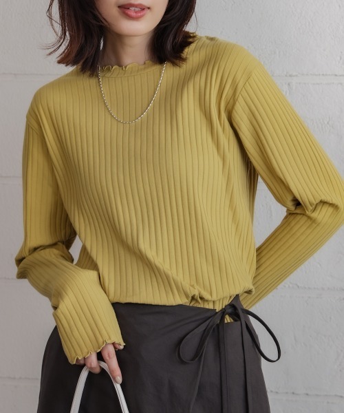 Bou Jeloud(ブージュルード)の「スリーブリブカットソー(Tシャツ/カットソー・レディース・ブラック/アイボリー/ライトグリーン/グレイッシュベージュ・M/L)」の13枚目の写真