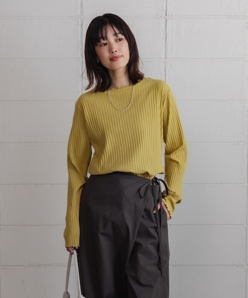 Bou Jeloud(ブージュルード)の「スリーブリブカットソー(Tシャツ/カットソー・レディース・ブラック/アイボリー/ライトグリーン/グレイッシュベージュ・M/L)」の15枚目の写真