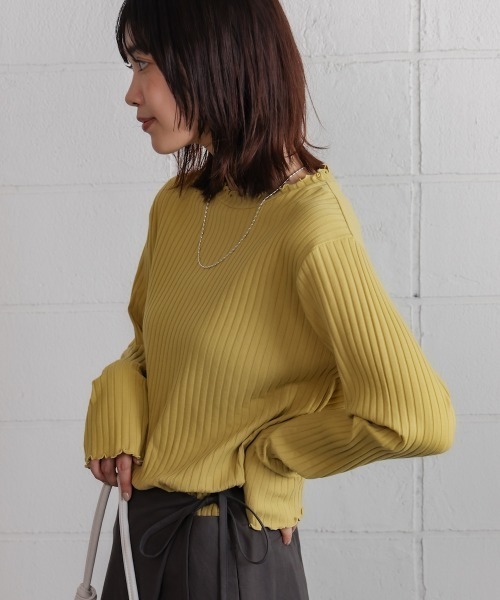 Bou Jeloud(ブージュルード)の「スリーブリブカットソー(Tシャツ/カットソー・レディース・ブラック/アイボリー/ライトグリーン/グレイッシュベージュ・M/L)」の16枚目の写真