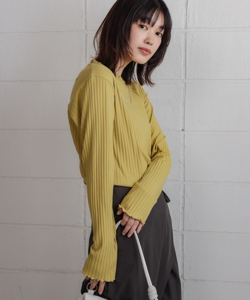 Bou Jeloud(ブージュルード)の「スリーブリブカットソー(Tシャツ/カットソー・レディース・ブラック/アイボリー/ライトグリーン/グレイッシュベージュ・M/L)」の18枚目の写真