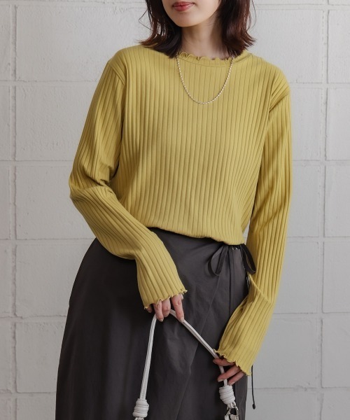 Bou Jeloud(ブージュルード)の「スリーブリブカットソー(Tシャツ/カットソー・レディース・ブラック/アイボリー/ライトグリーン/グレイッシュベージュ・M/L)」の19枚目の写真