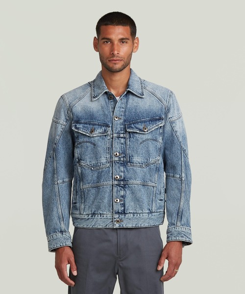 SADDAM TEISSYスタンドカラー デニムジャケット Gジャン3Dシワ加工 G-STAR RAW デニムジャケット gジャン VODAN PM 3D SLIM JACKET