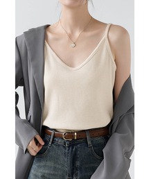 【extreme cashmere】 ベージュ スクエアネック タンクトップ S・M 展開】スクエアネックタックデザインタンクトップ