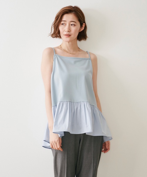Emma Taylor(エマテイラー)の「【長さ調整可能◎】ドッキングフレアーヘムレイヤードキャミソール(Tシャツ/カットソー・レディース・ホワイト/ブラック/サックスブルー・FREE)」の3枚目の写真