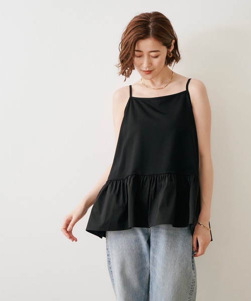 Emma Taylor(エマテイラー)の「【長さ調整可能◎】ドッキングフレアーヘムレイヤードキャミソール(Tシャツ/カットソー・レディース・ホワイト/ブラック/サックスブルー・FREE)」の5枚目の写真