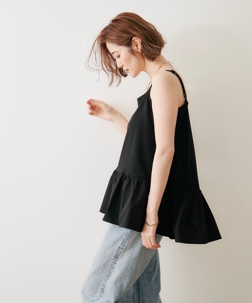 Emma Taylor(エマテイラー)の「【長さ調整可能◎】ドッキングフレアーヘムレイヤードキャミソール(Tシャツ/カットソー・レディース・ホワイト/ブラック/サックスブルー・FREE)」の8枚目の写真