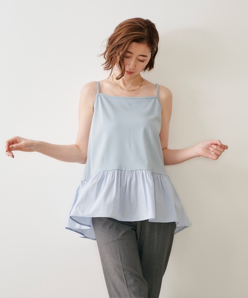 Emma Taylor(エマテイラー)の「【長さ調整可能◎】ドッキングフレアーヘムレイヤードキャミソール(Tシャツ/カットソー・レディース・ホワイト/ブラック/サックスブルー・FREE)」の10枚目の写真