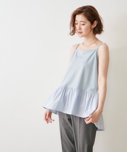 Emma Taylor(エマテイラー)の「【長さ調整可能◎】ドッキングフレアーヘムレイヤードキャミソール(Tシャツ/カットソー・レディース・ホワイト/ブラック/サックスブルー・FREE)」の13枚目の写真