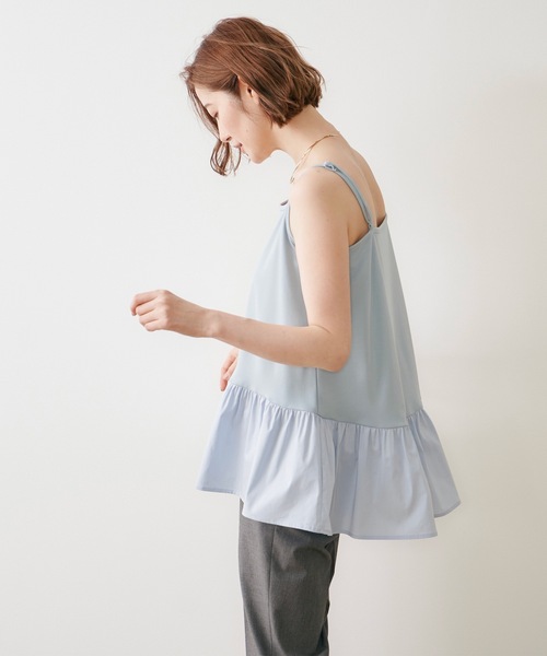 Emma Taylor(エマテイラー)の「【長さ調整可能◎】ドッキングフレアーヘムレイヤードキャミソール(Tシャツ/カットソー・レディース・ホワイト/ブラック/サックスブルー・FREE)」の9枚目の写真