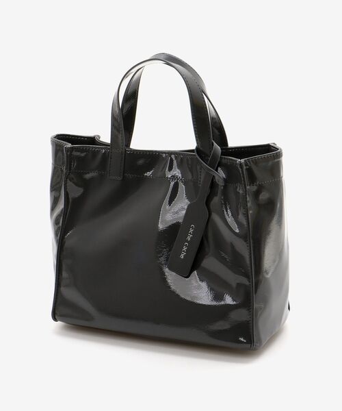 le.coeur blanc（ルクールブラン）の「エナメルトートバッグS（トートバッグ・レディース・ベージュ/ダークグレー・FREE）」の3枚目の写真