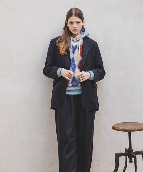 BEAMS PLUS（ビームスプラス）の「アーガイル モヘア ダブルジャカード ニット ベスト（ニット/セーター・メンズ・オフホワイト/ネイビー/ブラウン・XL/L/S/M）」の6枚目の写真