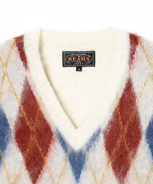 BEAMS PLUS（ビームスプラス）の「アーガイル モヘア ダブルジャカード ニット ベスト（ニット/セーター・メンズ・オフホワイト/ネイビー/ブラウン・XL/L/S/M）」の11枚目の写真