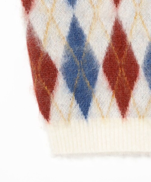 BEAMS PLUS（ビームスプラス）の「アーガイル モヘア ダブルジャカード ニット ベスト（ニット/セーター・メンズ・オフホワイト/ネイビー/ブラウン・XL/L/S/M）」の12枚目の写真