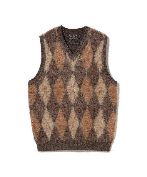 BEAMS PLUS（ビームスプラス）の「アーガイル モヘア ダブルジャカード ニット ベスト（ニット/セーター・メンズ・オフホワイト/ネイビー/ブラウン・XL/L/S/M）」の20枚目の写真