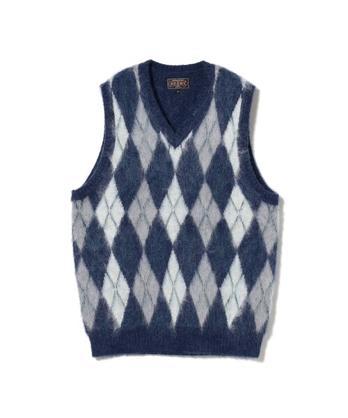 セール】アーガイル モヘア ダブルジャカード ニット ベスト（ニット