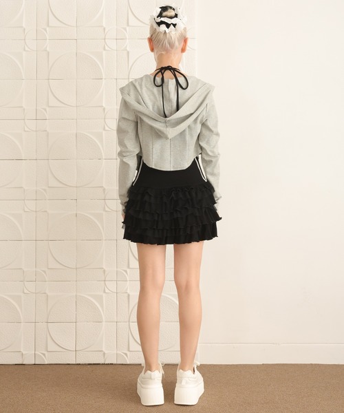 Seemi. byNICECLAUP（ シーミーバイナイスクラップ）の「【Seemi.】刺繍入りフリルチュニック（チュニック・レディース・杢グレー/ブラック/ホワイト・FREE）」の12枚目の写真