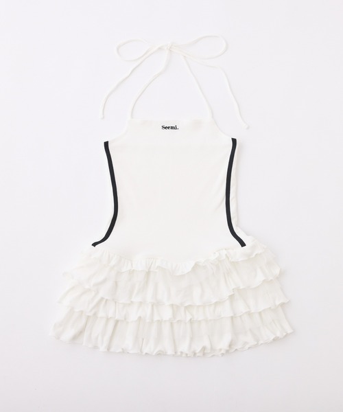 Seemi. byNICECLAUP（ シーミーバイナイスクラップ）の「【Seemi.】刺繍入りフリルチュニック（チュニック・レディース・杢グレー/ブラック/ホワイト・FREE）」の18枚目の写真