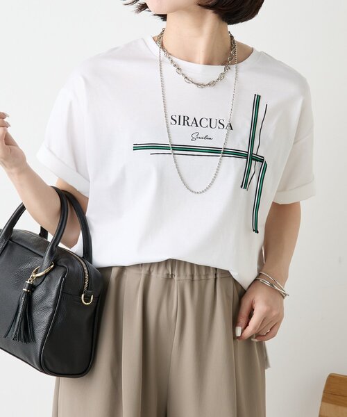Jena espace merveilleux(ジェナ エスパスメルヴェイユ)の「ラインテープロゴカットソー(Tシャツ/カットソー・レディース・チャコールグレー/ブラック/オフホワイト・FREE)」の8枚目の写真