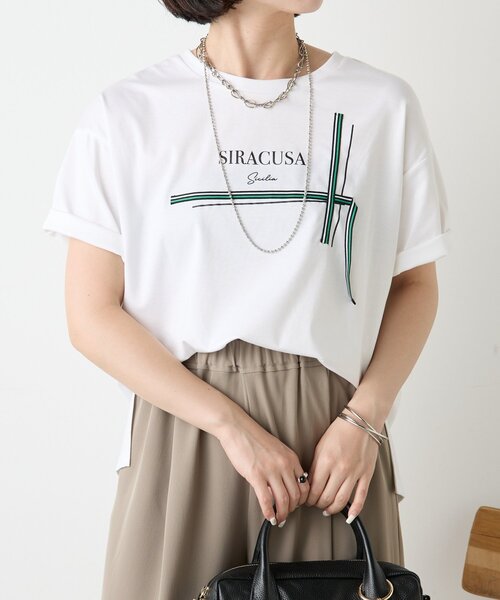 Jena espace merveilleux(ジェナ エスパスメルヴェイユ)の「ラインテープロゴカットソー(Tシャツ/カットソー・レディース・チャコールグレー/ブラック/オフホワイト・FREE)」の9枚目の写真