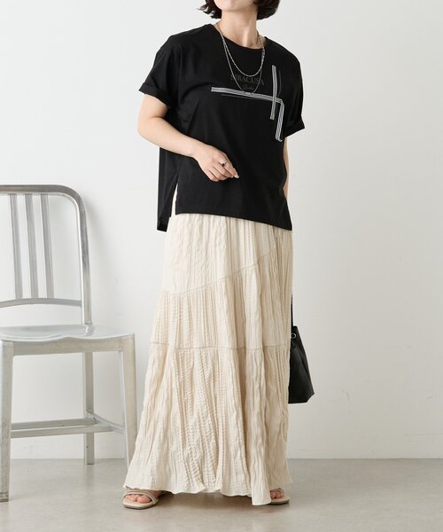 Jena espace merveilleux(ジェナ エスパスメルヴェイユ)の「ラインテープロゴカットソー(Tシャツ/カットソー・レディース・チャコールグレー/ブラック/オフホワイト・FREE)」の14枚目の写真