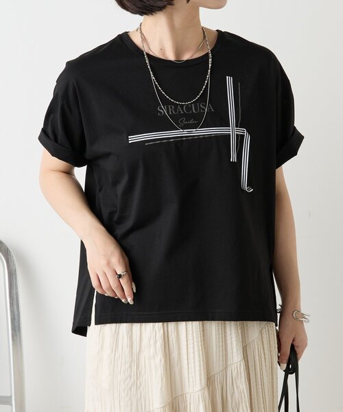 Jena espace merveilleux(ジェナ エスパスメルヴェイユ)の「ラインテープロゴカットソー(Tシャツ/カットソー・レディース・チャコールグレー/ブラック/オフホワイト・FREE)」の18枚目の写真