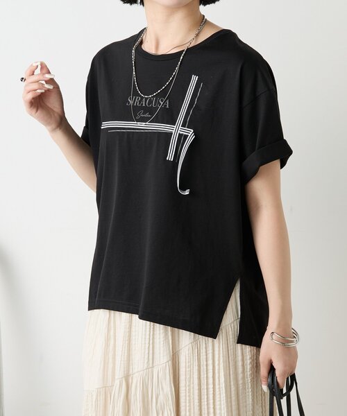 Jena espace merveilleux(ジェナ エスパスメルヴェイユ)の「ラインテープロゴカットソー(Tシャツ/カットソー・レディース・チャコールグレー/ブラック/オフホワイト・FREE)」の19枚目の写真