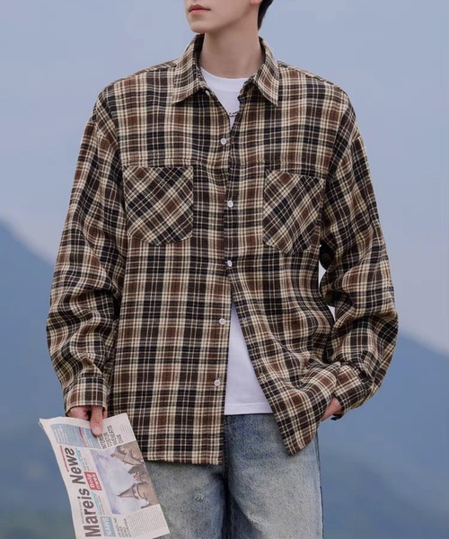 TOBEE(トゥビー)の「【TOBEE】グラデーション チェックシャツ(シャツ/ブラウス・メンズ・ブラウン/ブルー・X-LARGE/LARGE/MEDIUM/SMALL)」の1枚目の写真