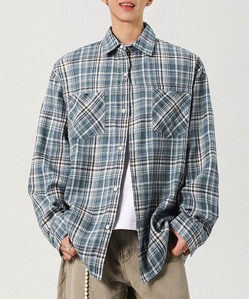 TOBEE(トゥビー)の「【TOBEE】グラデーション チェックシャツ(シャツ/ブラウス・メンズ・ブラウン/ブルー・X-LARGE/LARGE/MEDIUM/SMALL)」の2枚目の写真