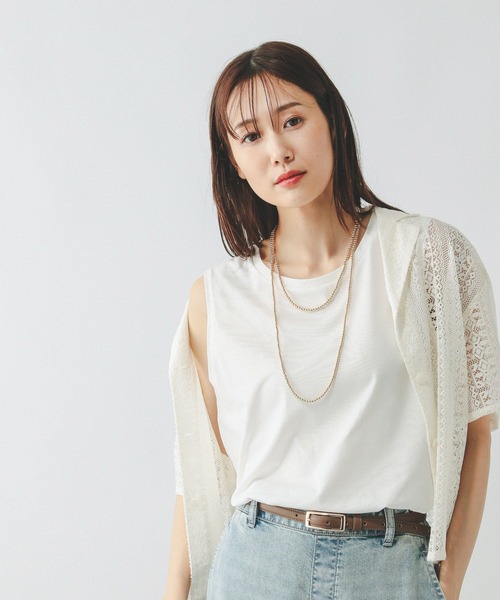 GLOBAL WORK（グローバルワーク）の「快適裾ラウンドプルオーバーノースリーブ/577922（Tシャツ/カットソー・レディース・ブラウン/ブラック/オフホワイト/ピンク・MEDIUM/LARGE）」の16枚目の写真