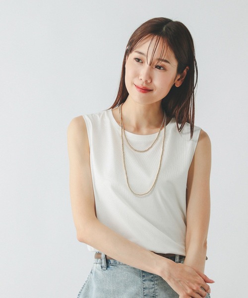 GLOBAL WORK（グローバルワーク）の「快適裾ラウンドプルオーバーノースリーブ/577922（Tシャツ/カットソー・レディース・ブラウン/ブラック/オフホワイト/ピンク・MEDIUM/LARGE）」の18枚目の写真