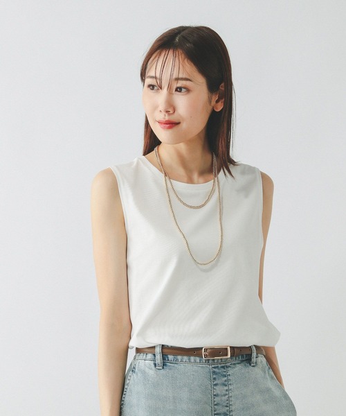 GLOBAL WORK（グローバルワーク）の「快適裾ラウンドプルオーバーノースリーブ/577922（Tシャツ/カットソー・レディース・ブラウン/ブラック/オフホワイト/ピンク・MEDIUM/LARGE）」の17枚目の写真