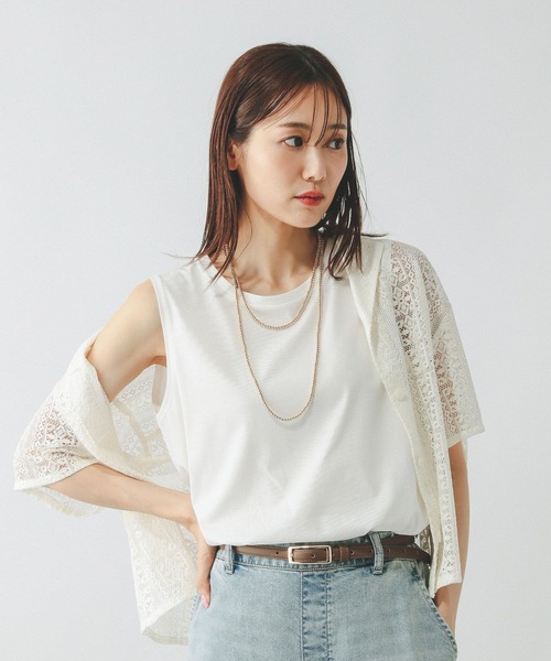 GLOBAL WORK（グローバルワーク）の「快適裾ラウンドプルオーバーノースリーブ/577922（Tシャツ/カットソー・レディース・ブラウン/ブラック/オフホワイト/ピンク・MEDIUM/LARGE）」の19枚目の写真