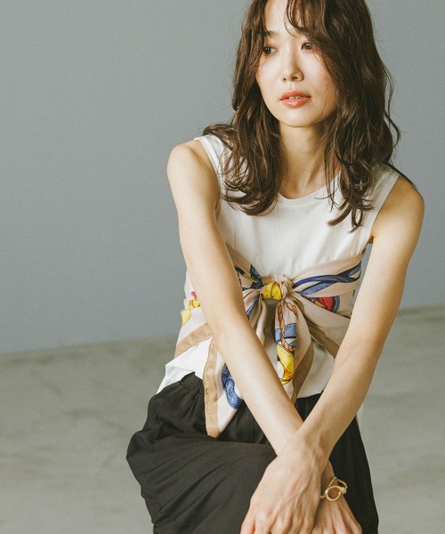 GLOBAL WORK（グローバルワーク）の「快適裾ラウンドプルオーバーノースリーブ/577922（Tシャツ/カットソー・レディース・ブラウン/ブラック/オフホワイト/ピンク・MEDIUM/LARGE）」の8枚目の写真