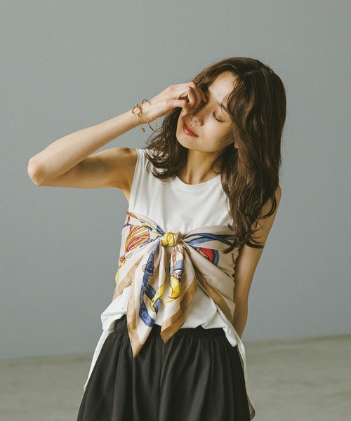 GLOBAL WORK（グローバルワーク）の「快適裾ラウンドプルオーバーノースリーブ/577922（Tシャツ/カットソー・レディース・ブラウン/ブラック/オフホワイト/ピンク・MEDIUM/LARGE）」の9枚目の写真