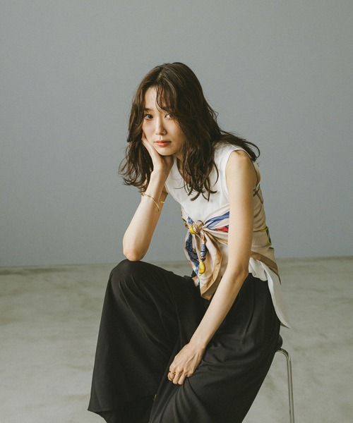 GLOBAL WORK（グローバルワーク）の「快適裾ラウンドプルオーバーノースリーブ/577922（Tシャツ/カットソー・レディース・ブラウン/ブラック/オフホワイト/ピンク・MEDIUM/LARGE）」の10枚目の写真