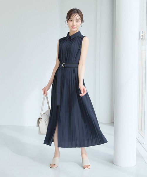 Andemiu(アンデミュウ)の「アソートプリーツワンピース577422(ワンピース・レディース・ネイビー/ブラウン/グレー/オフホワイト/ブラック・FREE)」の5枚目の写真