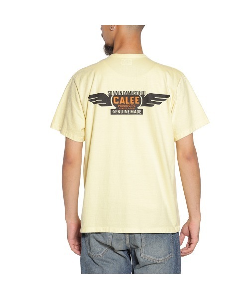 CALEE(キャリー)の「BINDER NECK WING LOGO VINTAGE TEE <NATURALLY PAINT DESIGN>(Tシャツ/カットソー・メンズ・ライトイエロー/ダークパープル・LARGE/X-LARGE)」の2枚目の写真