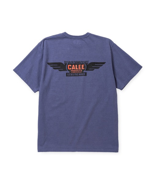 CALEE(キャリー)の「BINDER NECK WING LOGO VINTAGE TEE <NATURALLY PAINT DESIGN>(Tシャツ/カットソー・メンズ・ライトイエロー/ダークパープル・LARGE/X-LARGE)」の1枚目の写真