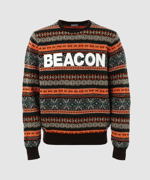 kolor BEACON(カラービーコン)の「25WBM-N02331(ニット/セーター・メンズ・ライトグレー/ブラウン・3/2)」の2枚目の写真