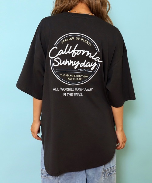 anap mimpi（アナップミンピ）の「サークルロゴ刺繍ビックTシャツ（Tシャツ/カットソー・レディース・オリーブ/オフホワイト/ダークグレー/ライトピンク・FREE）」の2枚目の写真